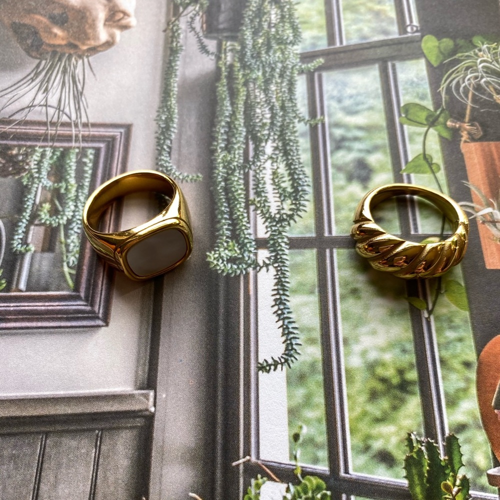 French Vintage Style Gold Ring Set